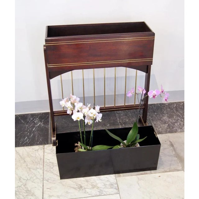 Art Nouveau Flower Container Mahogany Stained Brass Inlays Vienna, 1915 For Sale - Image 6 of 7