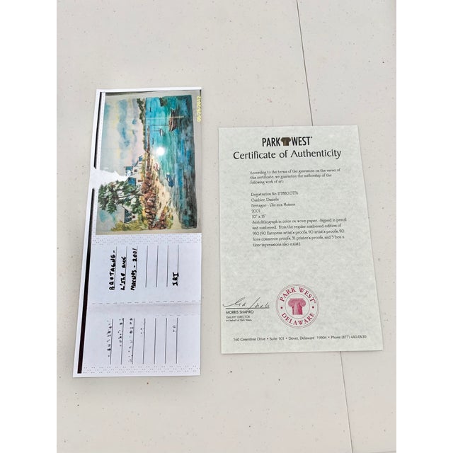 Blue Framed Signed and Numbered Seriolithograph Titled “Bretagne-L’ile Aux Moines” by Daniele Cambier For Sale - Image 8 of 10