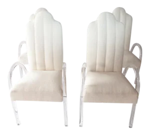 1970's Arched Lucite Dining Arm Chairs - Set of 4