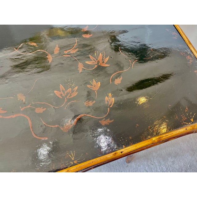 French Chinoiserie Tortoiseshell Bamboo and Lacquer Side Table, c.188-1900 For Sale - Image 4 of 14