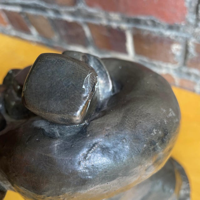 Charcoal Woman Carrying Items Sculpture by Carole Shultz 1974 83/250 For Sale - Image 8 of 9