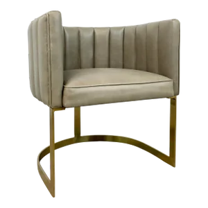 Arteriors Modern Taupe Channeled Leather Barrel Back Lounge Chair