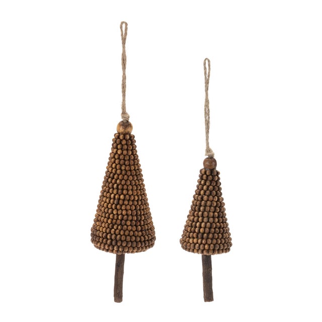 Bring woodland charm to your holiday decor with these Wood Beaded Pine Tree Ornaments. Crafted with earthy brown tones and...