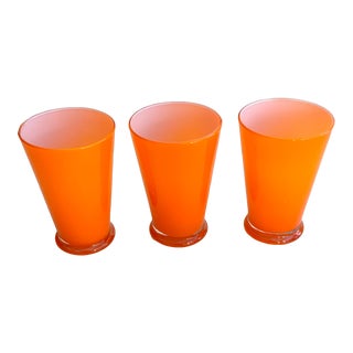 Orange Yellow Cased Glasses - Set of 3 For Sale