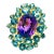 Bochic "Orient" Vintage Natural Amethyst & Blue Topaz Ring Set 18K & Silver For Sale