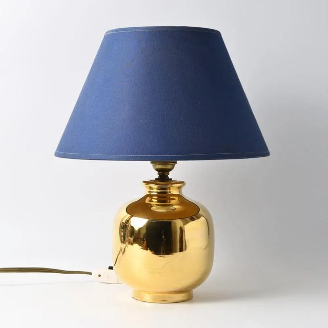 Italian Gilt Ceramic Table Lamp by Ugo Zaccagnini, 1970s For Sale - Image 11 of 11