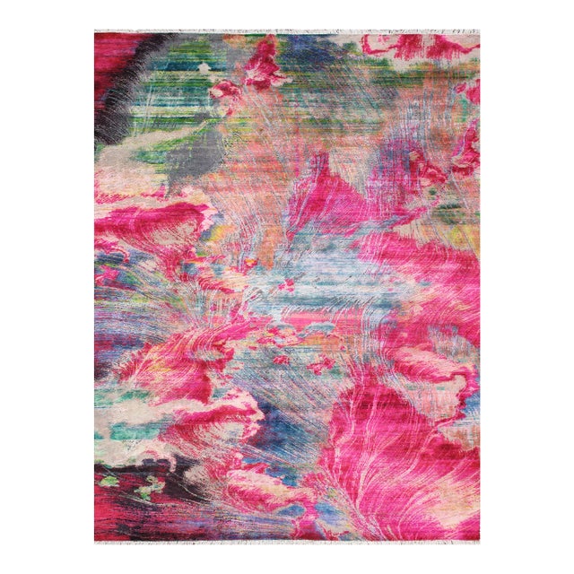 Modern Silk & Wool Multi Area Rug-8'10'' X 12' 2'' For Sale