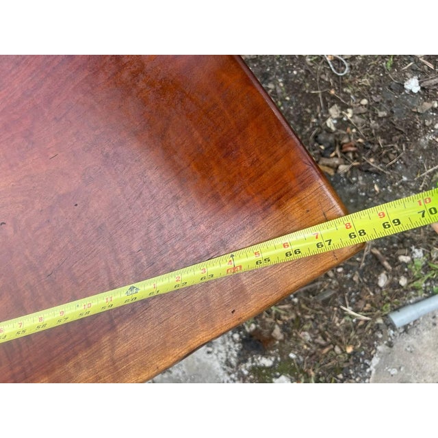 Late 20th Century Rustic Style Live Edge Slab Wood Top Coffee Table/ Bench With Iron Hairpin Legs For Sale - Image 17 of 18