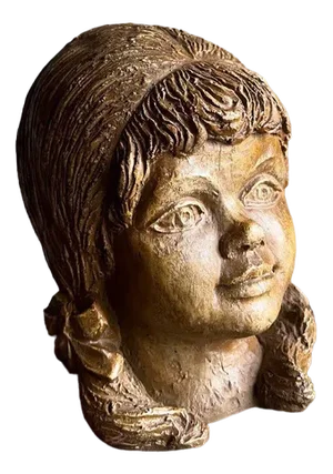 Stoneware Head of a Girl Sculpture | Netherlands | 1970s