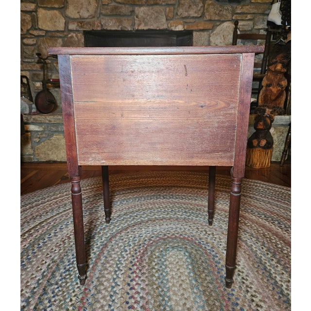 19th Century Antique Early 19th Century American Federal Cherry and Veneer 2 Draw Sewing Table For Sale - Image 5 of 18