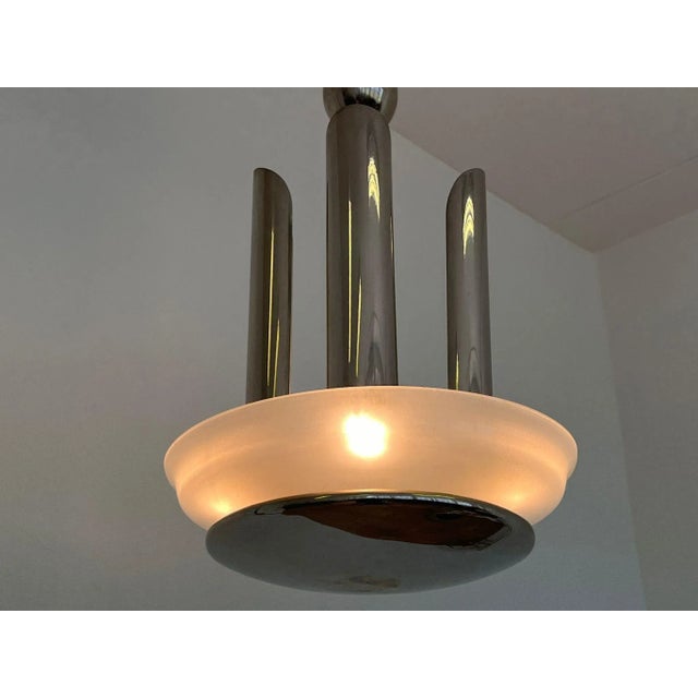 Large Very Bauhaus Functionalism Art Deco Chrome Chandelier, 1935 For Sale - Image 4 of 7