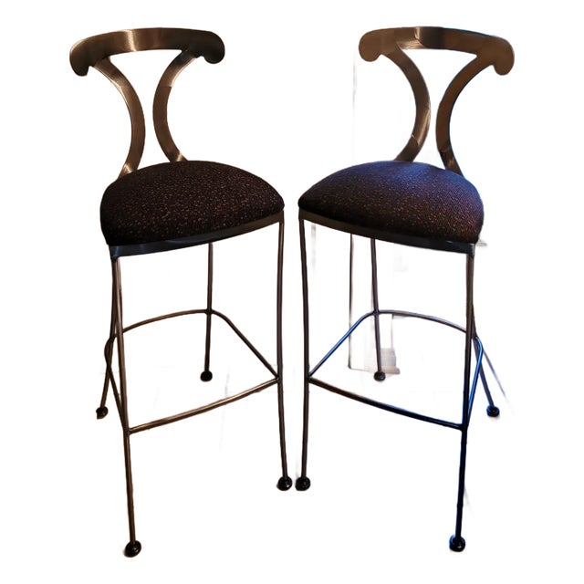 1990's Pair of Contemporary Bar Stools by Shaver Howard For Sale