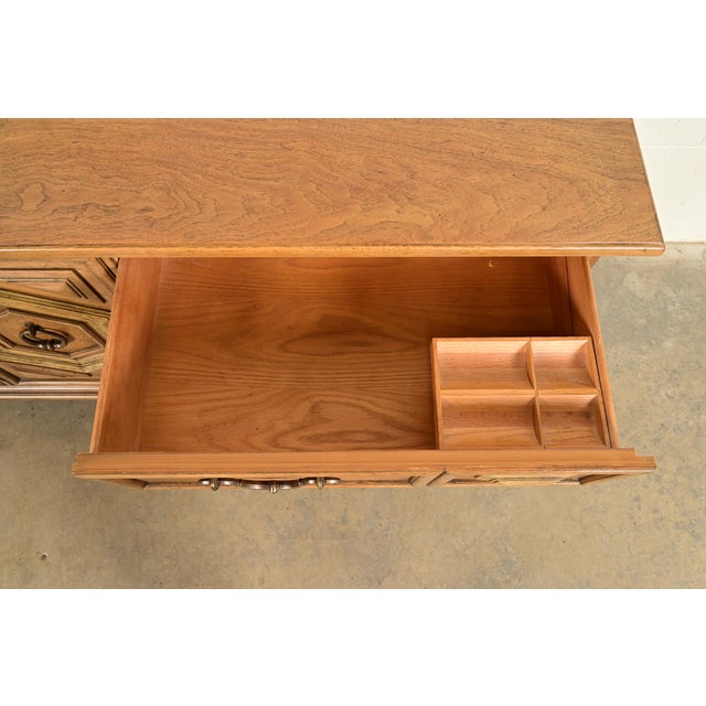 Wood Thomasville Spanish Mediterranean Pecan Wood Triple Dresser or Credenza, 1960s For Sale - Image 7 of 16