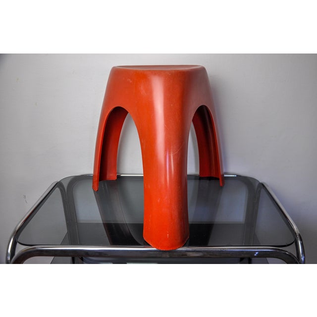 Very beautiful red "elephant" stool attributed to Sori Yanagi for Vilmer in the 1980s. This stool is one of the best-known...