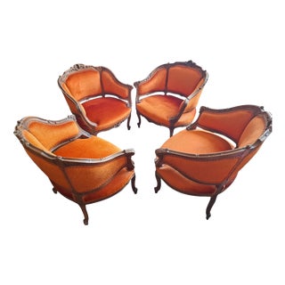 Vintage Baroque-Style Armchairs, 1940, Set of 4 For Sale