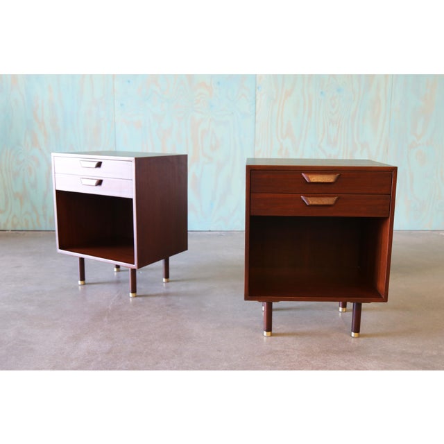 1950s 1950s Harvey Probber Nightstands Pair Mahogany and Brass Mid Century Modern, Attributed For Sale - Image 5 of 11