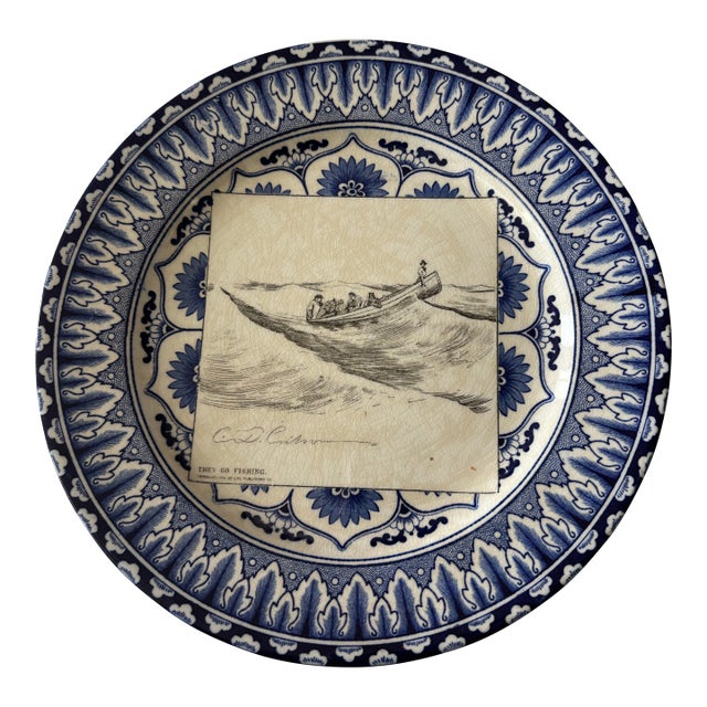 Early 1900s Royal Doulton Gibson Girls Plate" They Go Fishing" For Sale