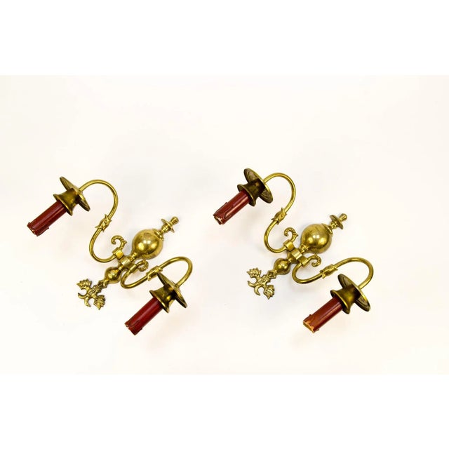 Vintage Dutch 2-Light Brass Sconces, 1930s, Set of 2 For Sale - Image 12 of 18
