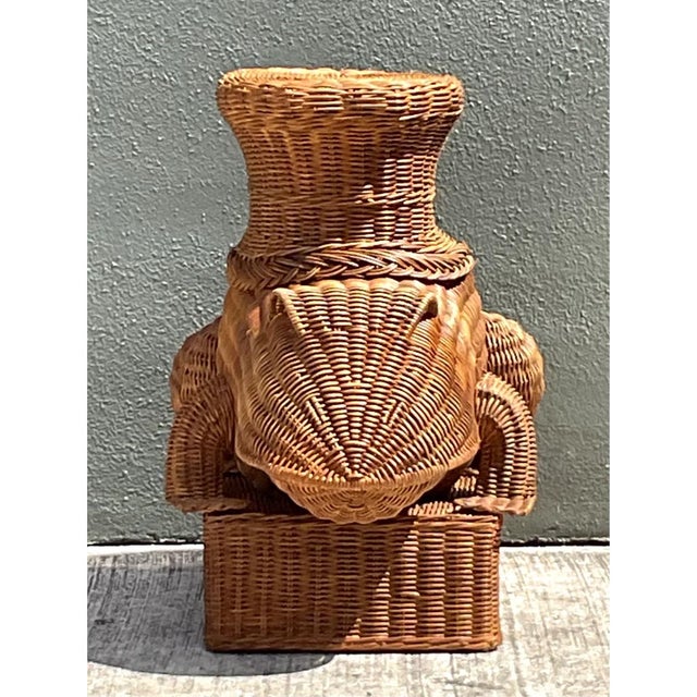 Vintage Woven Rattan Frog Table For Sale In West Palm - Image 6 of 12
