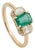 VRJewels 14k Yellow Gold 1ct Natural Zambian Emerald & Diamond Three-Stone Ring Size 6.5 For Sale