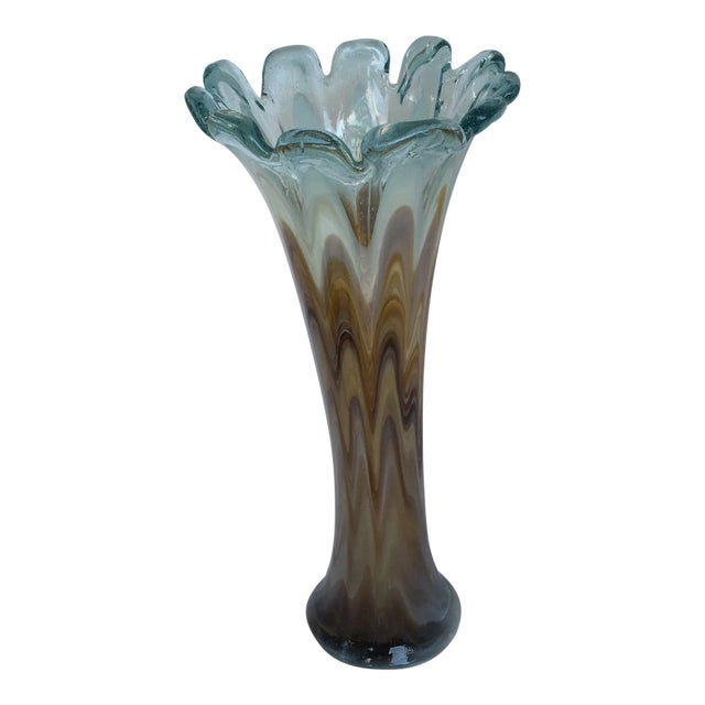 Mid-Century Modern Gray and Sienna Murano Glass Vase For Sale