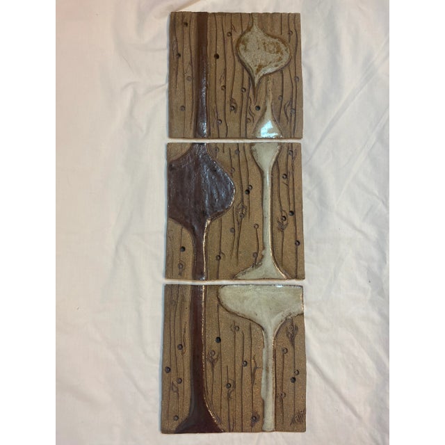 1970s Mid-Century Modern Abstract Decorative Art Tiles - Set of 3 For Sale - Image 9 of 9