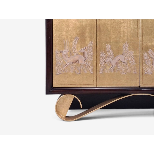 Wood Jean De Merry, Rare Cassetto Cabinet, Gilt Polychrome, Mahogany, France, 2010s For Sale - Image 7 of 11