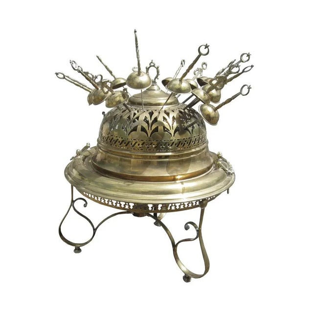 Vintage Turkish Brass Brazier With Sword Skewers For Sale - Image 9 of 9