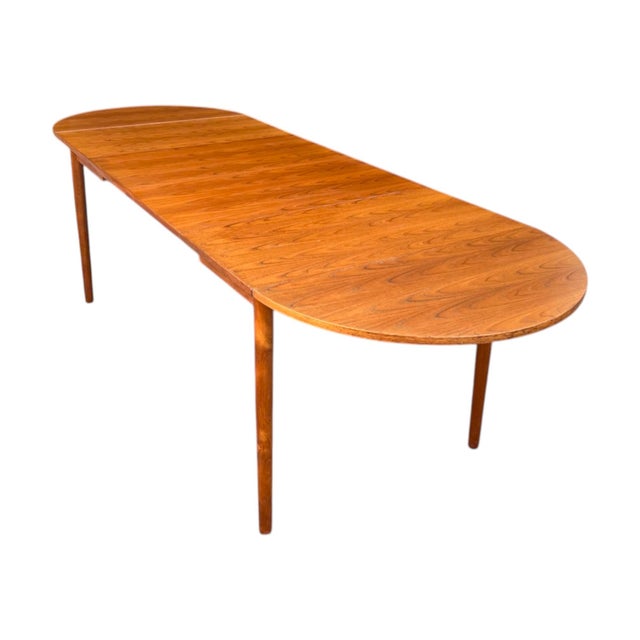 Mid-Century Modern Vintage Danish Modern Teak Dining Table With Carved Tapered Legs For Sale - Image 3 of 18