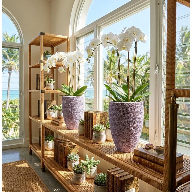 Pair of Lavender Textured Coral-Style Vases For Sale - Image 11 of 11