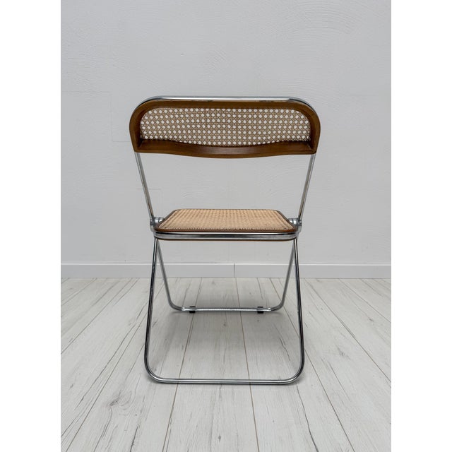 Mid-Century Modern Vintage Cane Wicker Plia Folding Chair by Giancarlo Piretti for Anonima Castelli, 1960s For Sale - Image 3 of 5