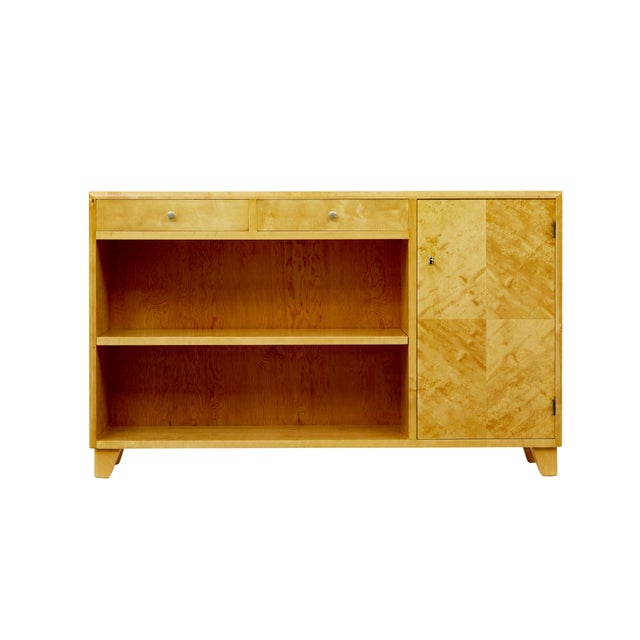 Mid-Century Modern Scandinavian Satin Birch Low Open Bookcase, 1950 For Sale - Image 6 of 11