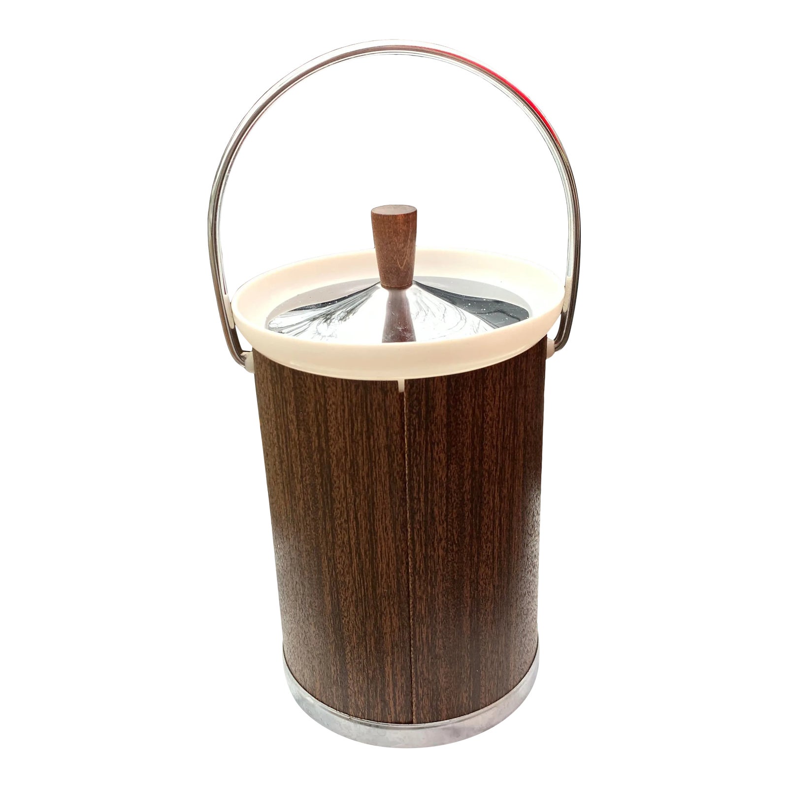MidCentury Kromex Faux Wood Ice Bucket With Lid Two Pieces Chairish