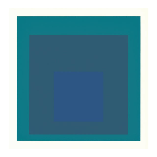 Bauhaus 1968 Josef Albers "Homage to the Square" Serigraph "Blue Reminding" For Sale - Image 3 of 8