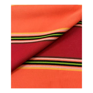 Donghia Lifeguard Sunbrella Indoor Outdoor Fabric Red Coral Green Black Stripe Pink Brown / Mixed Redberries