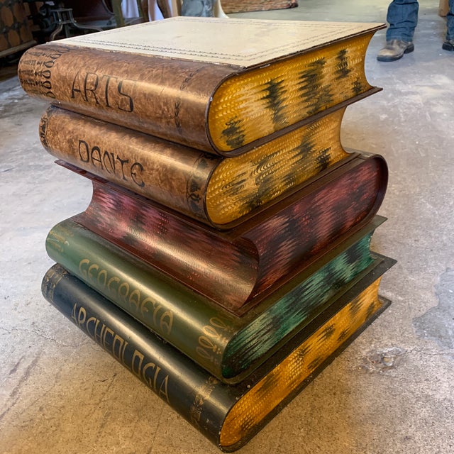 1950s Italian Tole Metal Library Book Stack Table Chairish