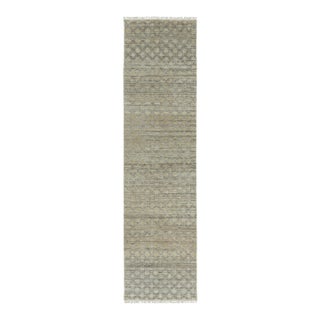Contemporary Block Print Geometric Natural Silk Runner by Rug & Kilim, India For Sale