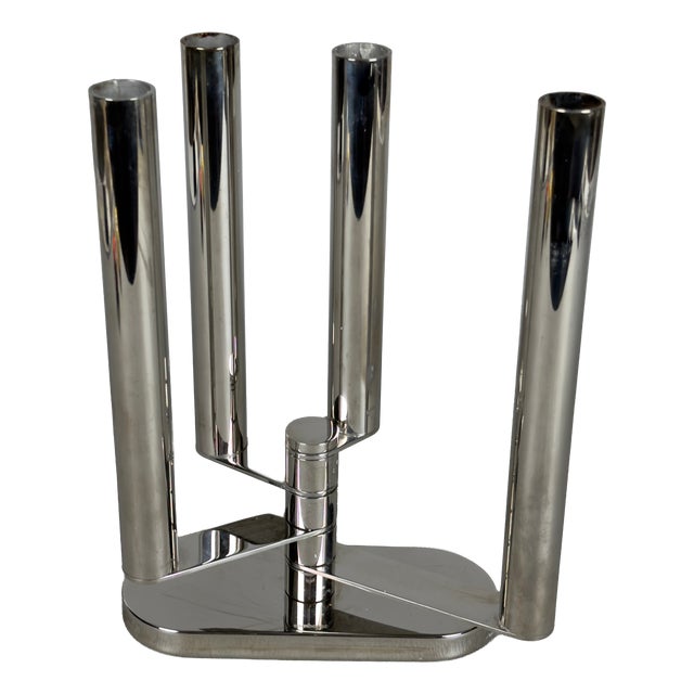 Modern Stainless Steel 4-Light Candelabra from Sambonet For Sale