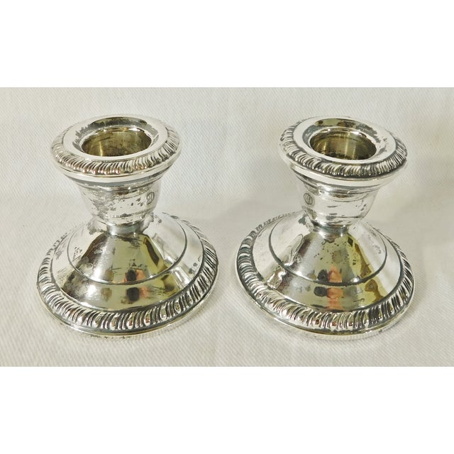 Pair of Vintage Mid Century Sterling Silver Weighted Candlestick