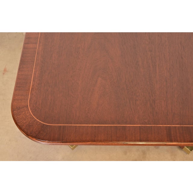 Baker Furniture Historic Charleston Georgian Banded Mahogany Double Pedestal Extension Dining Table, Newly Refinished For Sale - Image 10 of 13