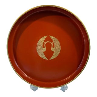 Vintage Japanese Round Laquered Tray For Sale