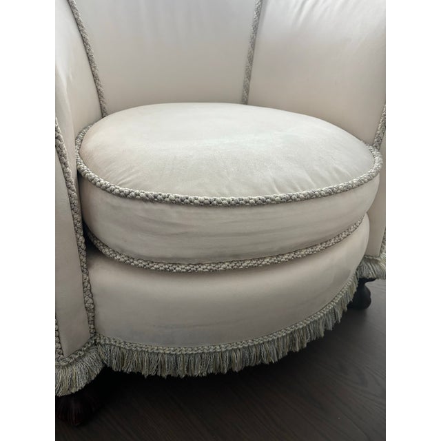 Custom Upholstered Lounge Chair & Ottoman For Sale - Image 9 of 12