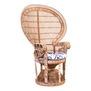 Mid-Century Modern Wicker Peacock Emmanuelle Chair from Kok Maison, 1970s For Sale