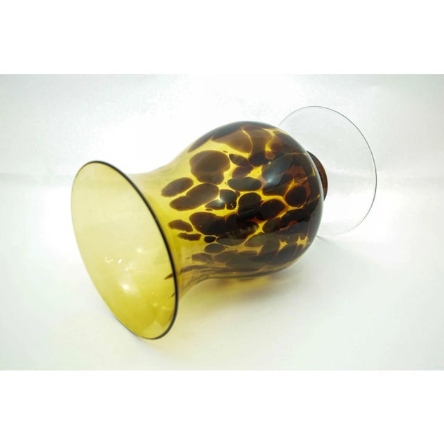 Contemporary Italian Tortoise Shell Blown Art Glass Footed Vase Vintage From 1970 For Sale - Image 3 of 10