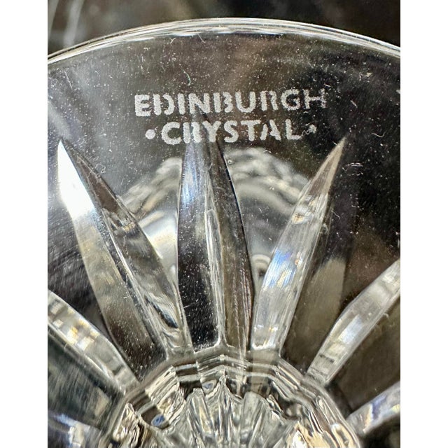 Glass Mid 19th Century Edinburgh Crystal Ships Decanter With 6 Glasses and Silver Tray For Sale - Image 7 of 12