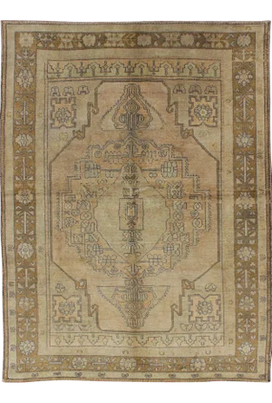 Vintage Turkish Oushak Rug in Soft Tones and Neutral Colors 5'3 X 7'7