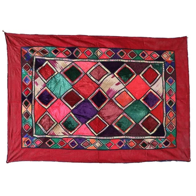 Antique Tribal Lakai Uzbek Hand Sewn hand Embroidered Susani/ Textile/ Patchwork Wall Hanging. The mixture of fabrics is...
