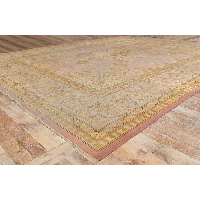 Pink Antique Indian Agra Rug, 10'10 X 13'08 For Sale - Image 8 of 10