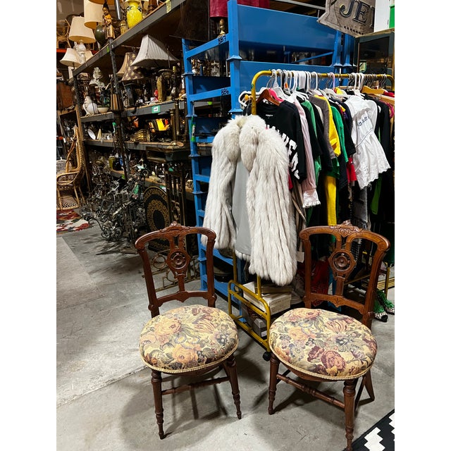 1970s Antique Pair of Wooden Carved Accent Chairs With Central Medallion Detail For Sale - Image 5 of 12
