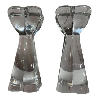 Vintage Baccarat France "Diomede" Clover Crystal Candlesticks - A Pair For Sale